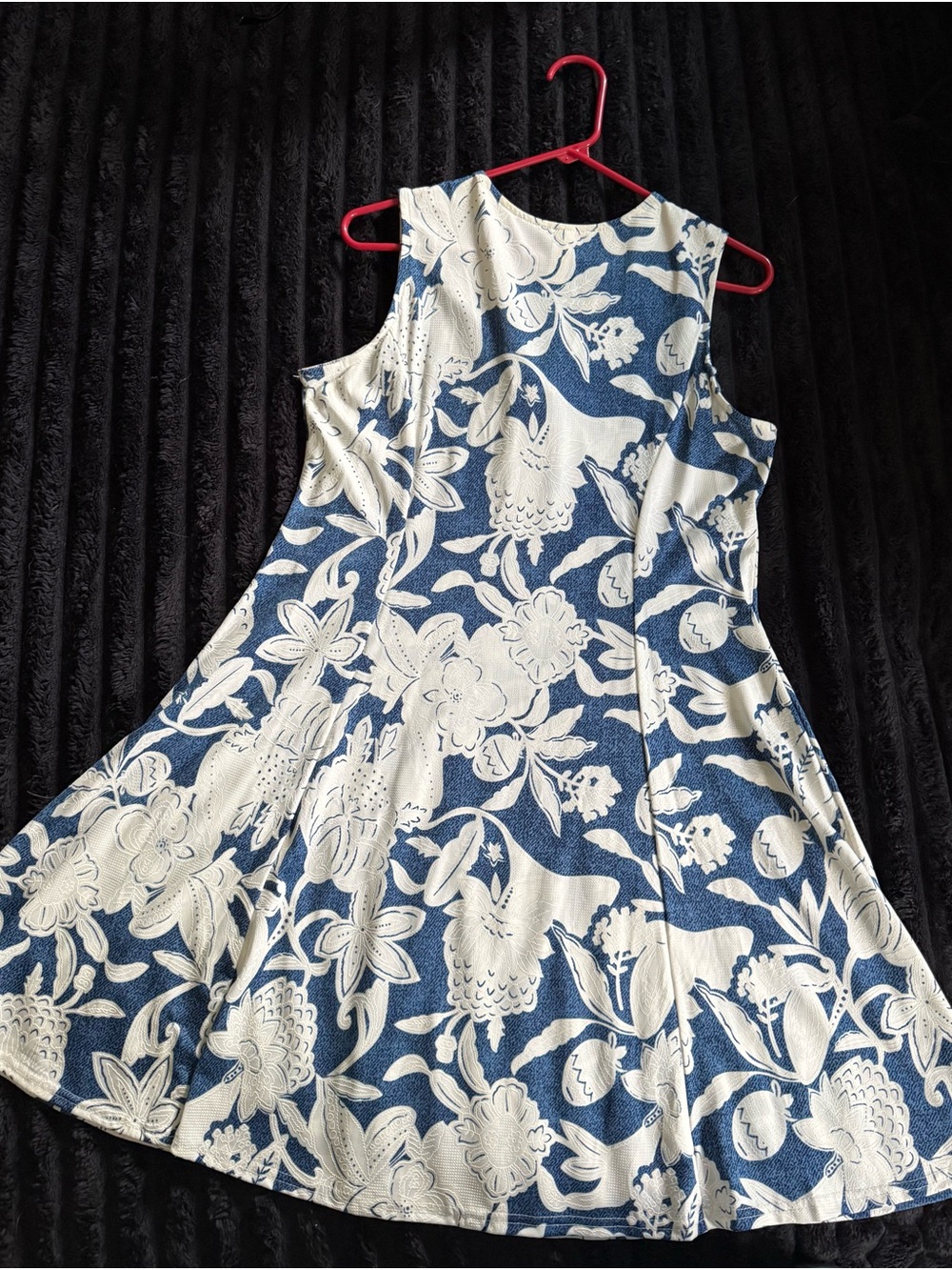 Blue and White Floral A-Line Dress